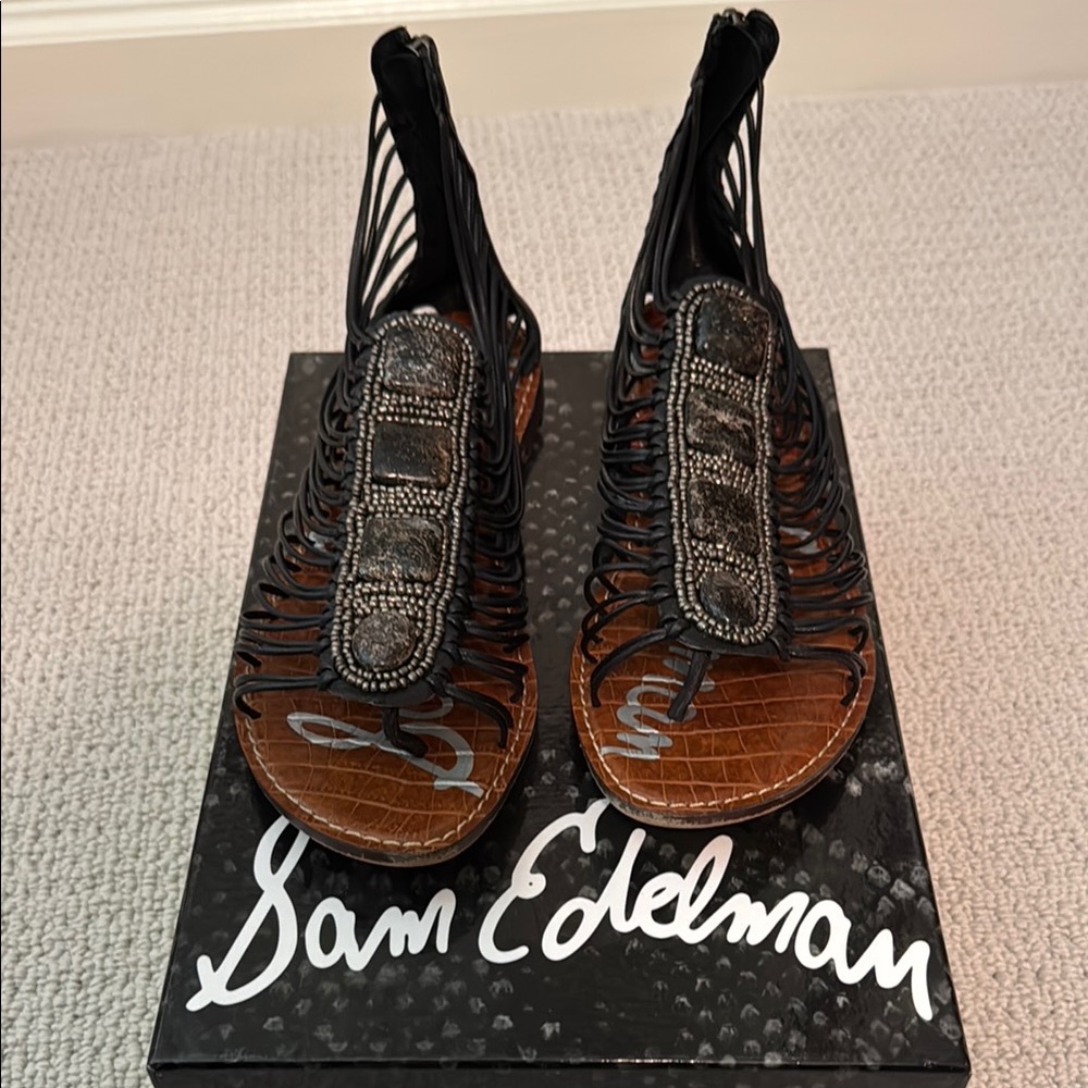 Sam Edelman “Hazel” Black Gladiator Sandals